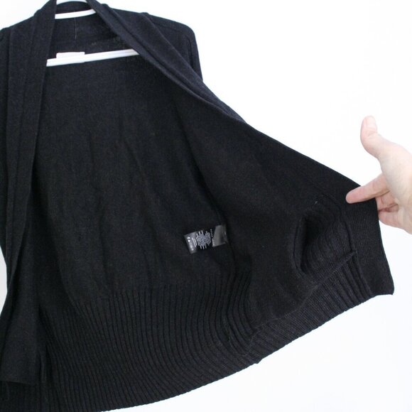Aritzia Azure Skies Lenox Angora Cashmere Black Midi Open‎ Cardigan Sz XXS - Picture 5 of 14